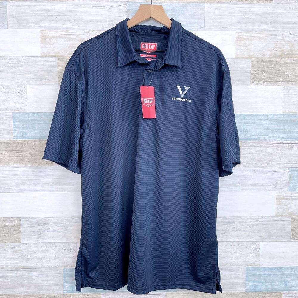 Veteran One Employee Uniform Tech Polo Shirt Blue Short Sleeve RedKap Mens XL